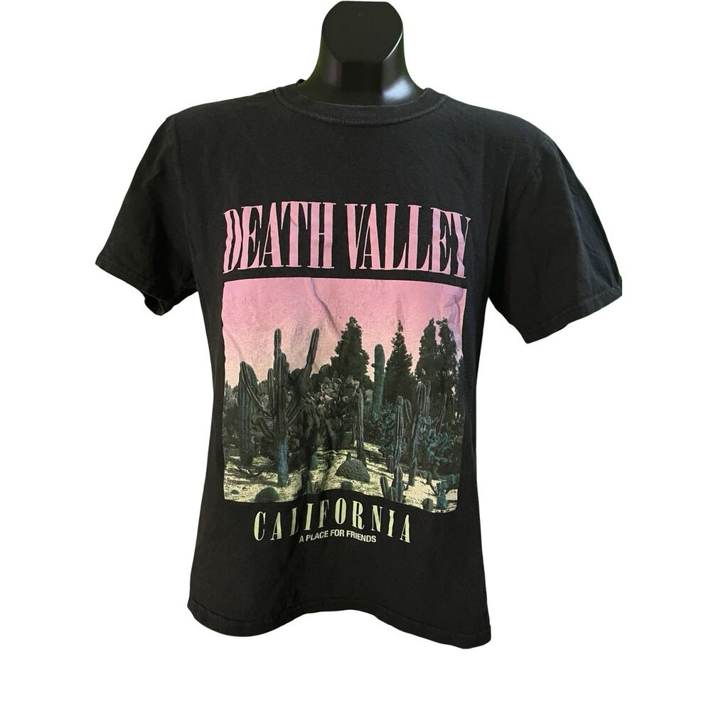Death Valley California Graphic Tee Black Pink Desert Scene XL